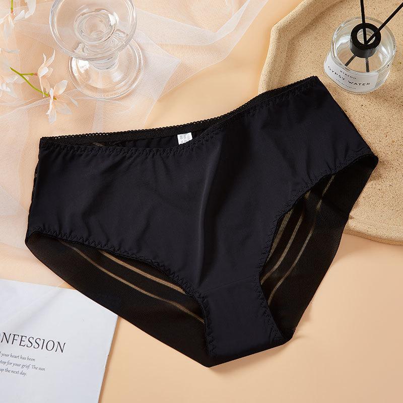 Женские летние сексуальные кружевные трусы большого размера, без царапин, дышащие, для ягодиц L чёрный