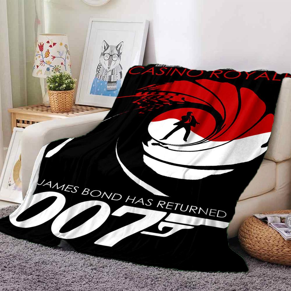007 James Bond Theme Printed Blanket - Perfect for Couch, Bed, Travel & Outdoor Use | Machine Washable, Cozy & Durable.