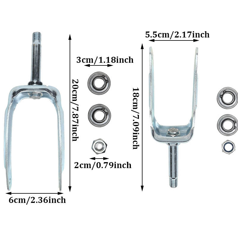 Steel Wheelchair Fork 6/7 Inch Wear-resistant Front Wheel Bracket With Bearing Wheelchair Front Wheel Support