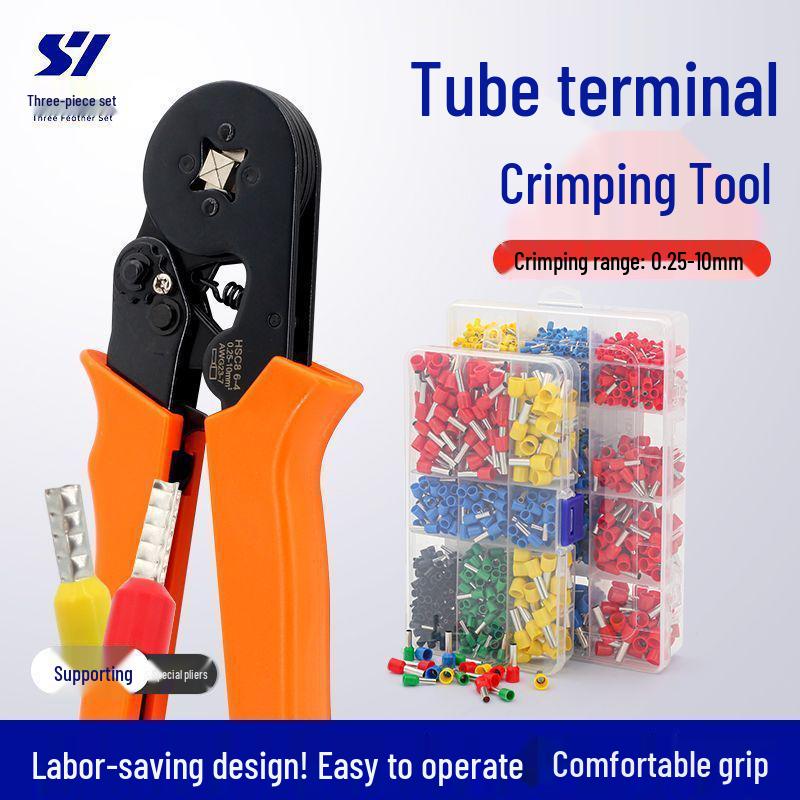 Tubular VE Terminal Crimping Tool - Four-Sided Pin-Type Wiring Pliers for Electricians