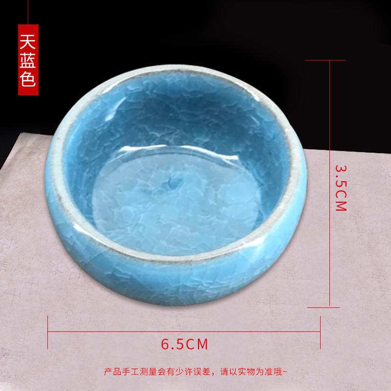 

Cracked-Glaze Ceramic Ink Dish - Multifunctional Brush Washer, Water Bowl, Mini Inkstone for Calligraphy Supplies (Small) 1pc небесно-голубой