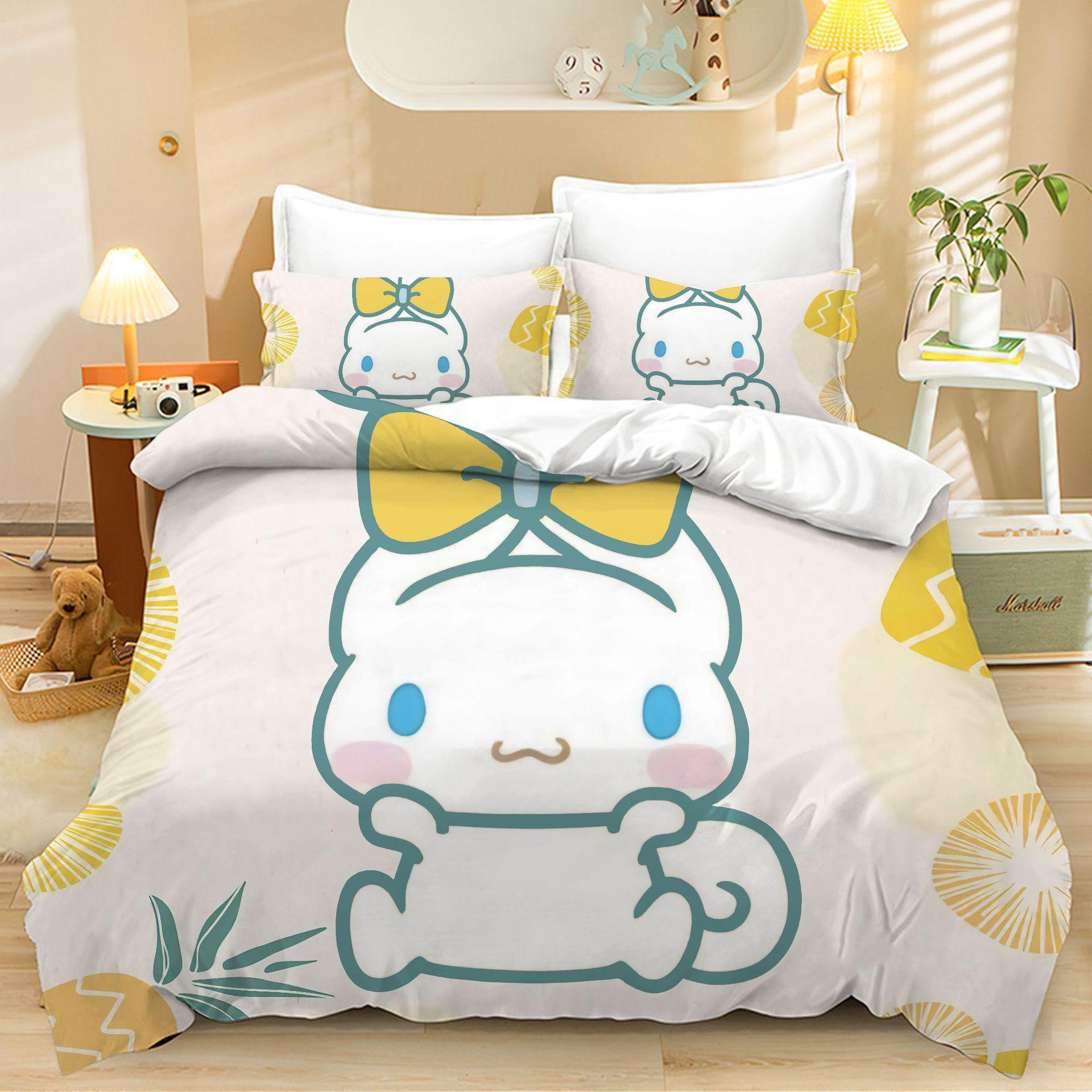 

Домашний текстиль Комплект из трех предметов Милый мультяшный кролик Цифровая печать Одеяло Наволочка Постельное белье 90 * 200