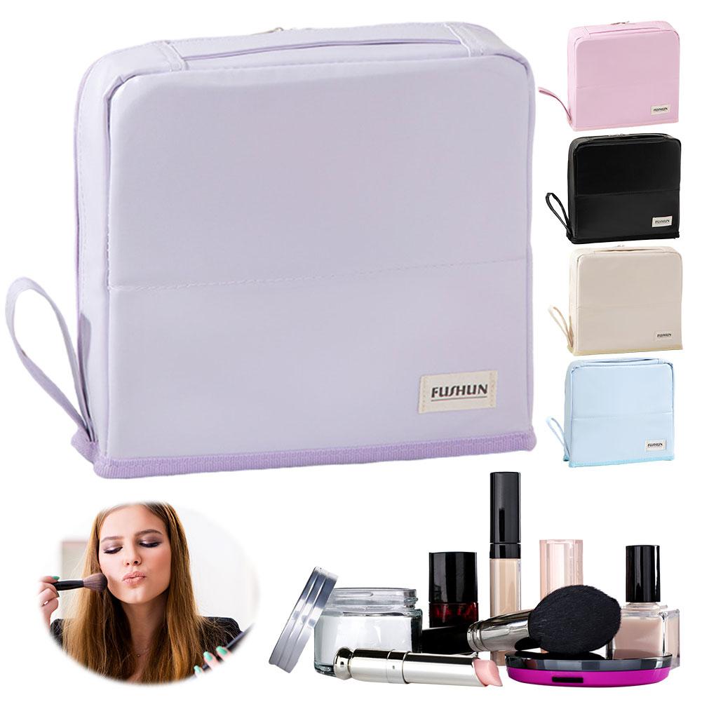 Standing Travel Makeup Bag for Women with Compartments Skincare Brush Organizer Pouches Makeup Organizer Portable Toiletry Bag
