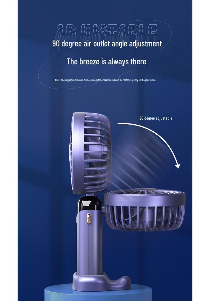 Portable Handheld USB Mini Fan with Foldable Neck and Digital Display