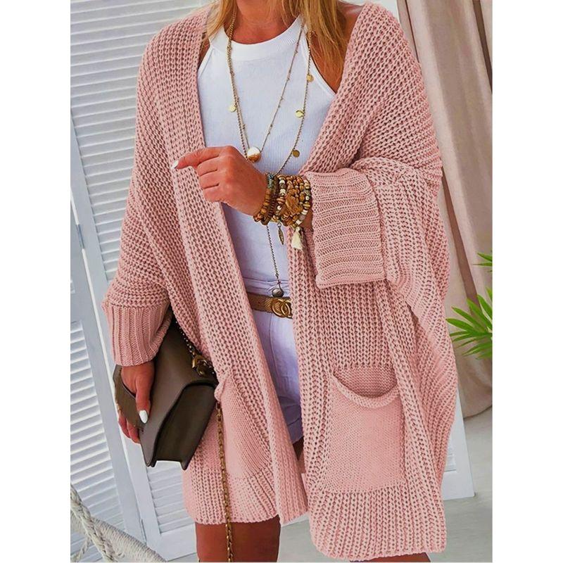 Autumn knit Sweater Women Cardigan Commuter Style Loose Mid-Length Outerwear Plus size Leisure Top