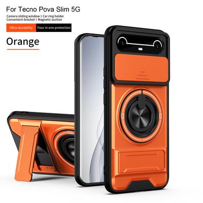 For Tecno Pova Slim Case Tecno Spark Slim Cover Magsafe Magnetic Fold Holder Military Armor Camera Protection Cover
