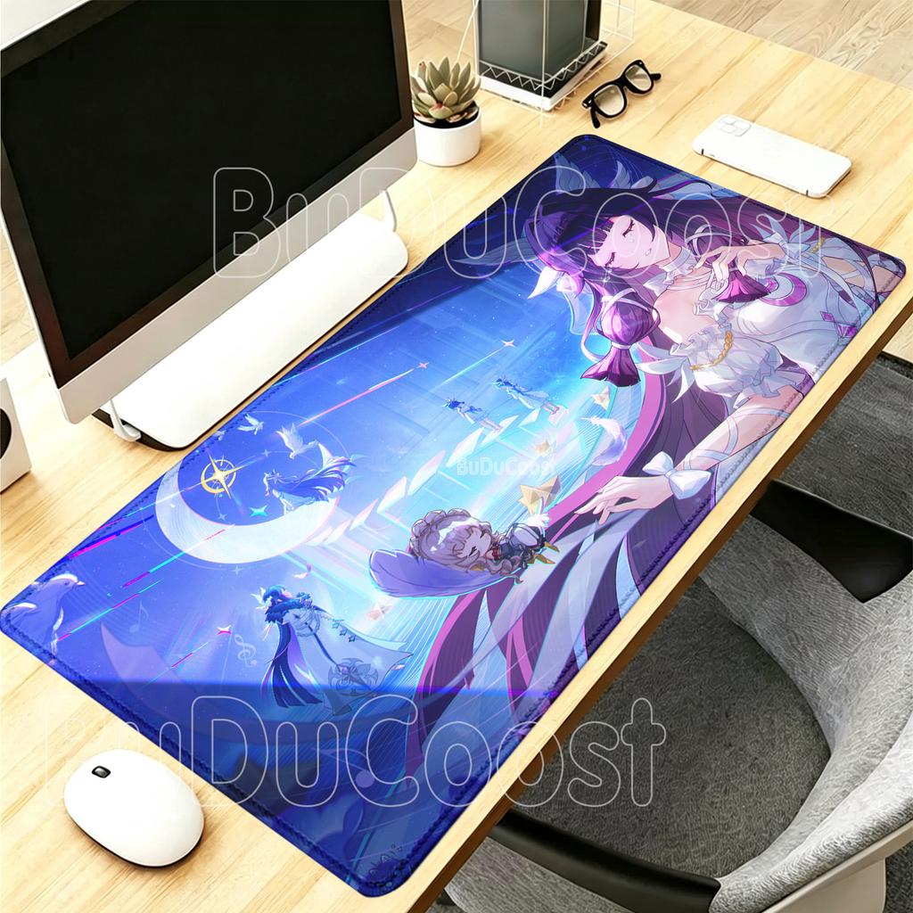 Gaming Sandrone Capitano Genshin Impact Mouse Pad Anime Kawaii Girl Non-slip Desk Mat Rubber Office Keyboard Overlock XXL Carpet