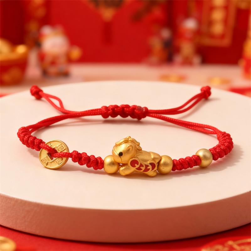 Horse Year Red Lucky Braided Rope Bracelet For Women Chinese Style Horse Beaded Bracelets New Year Blessing Jewelry Gifts