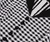 Spring 2026 European and American Women's Seven-Sleeve Black & White Plaid Lapel Dress