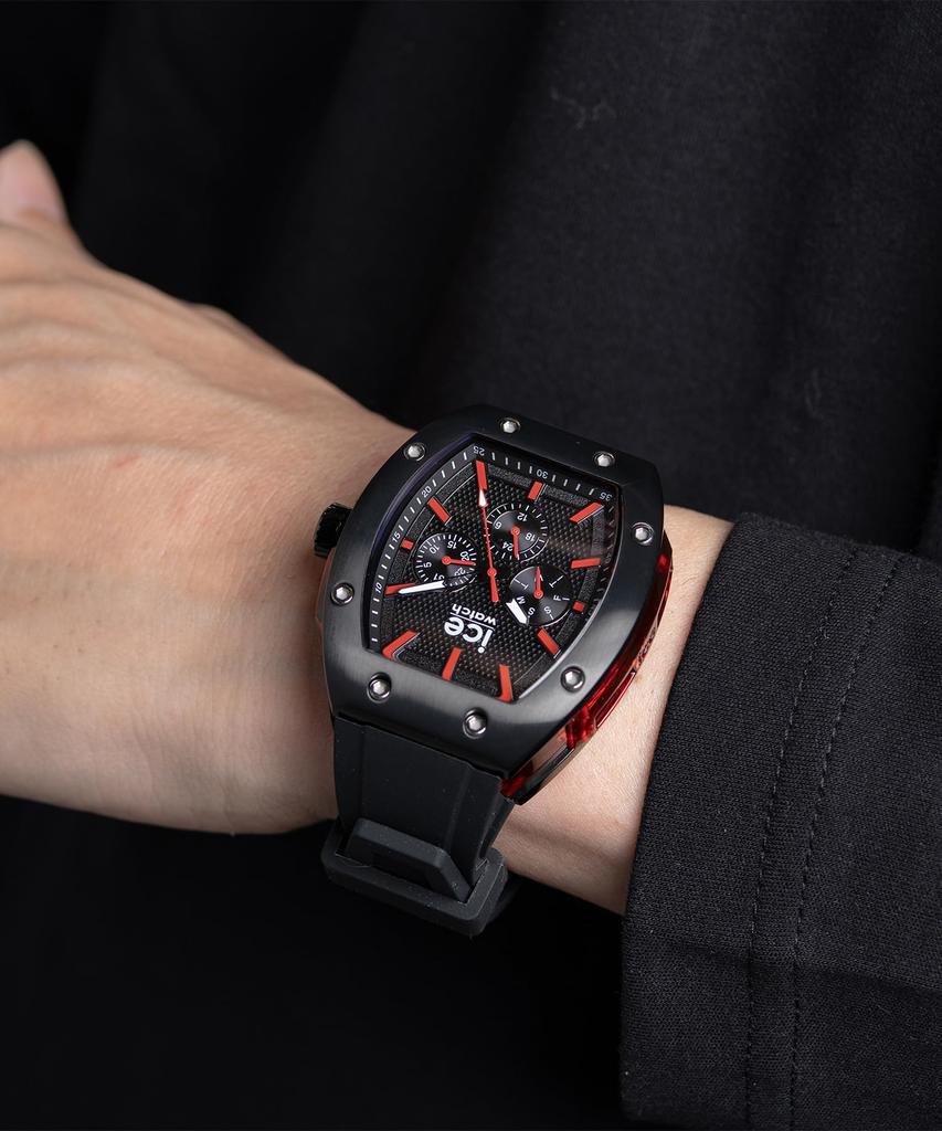 Prestige Large MT Authorized Retailer Ice-watch Men's Watch, 45.5mm, Black/Red, 024740, Silicone, Waterproof,