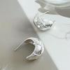 European & American Retro Brushed Woven Texture Minimalist Hollow C-Shaped Earrings for Women