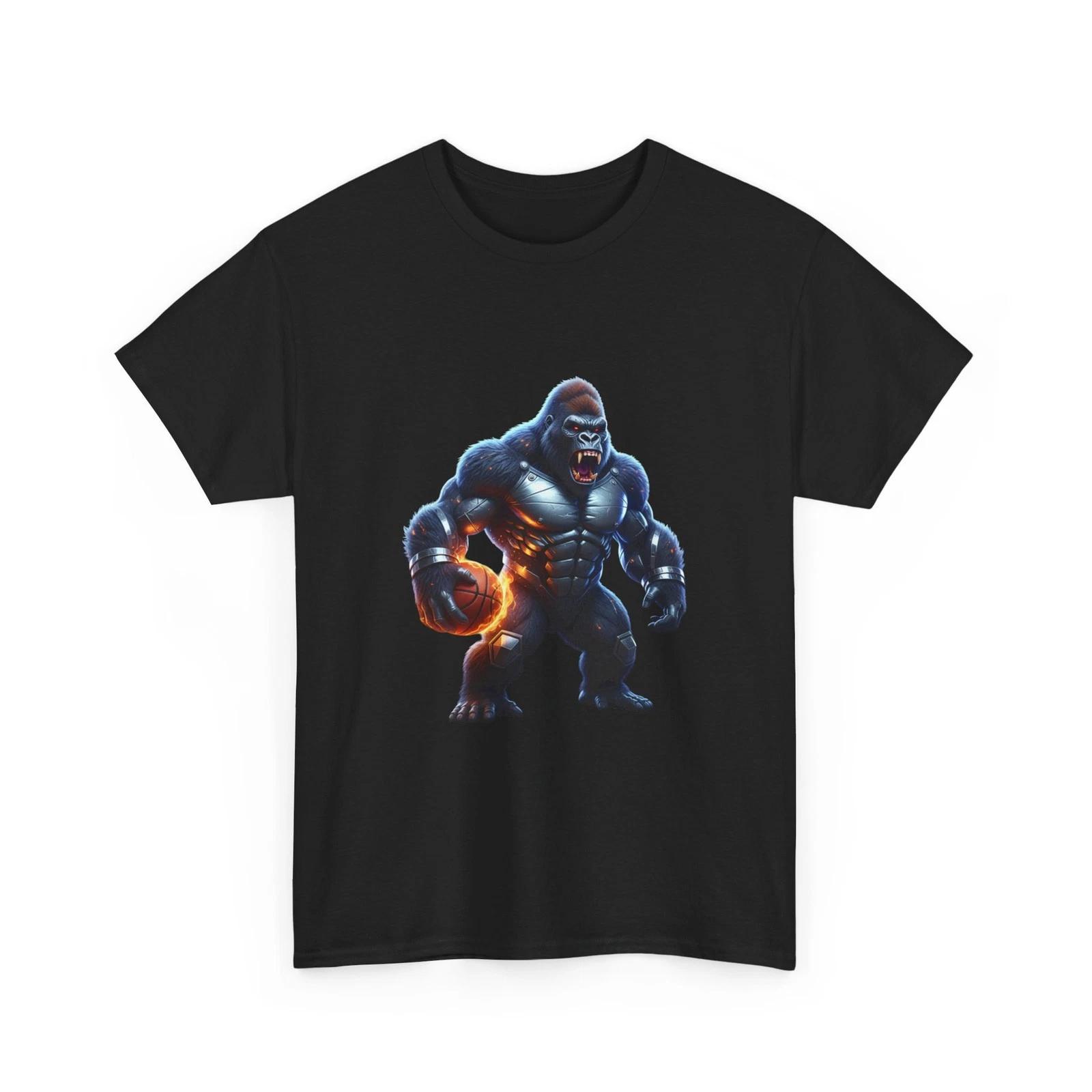 Gorilla Playing Basketball T‑Shirt | Fantasy Monster, Cool Sport T-Shirt, Cotton L