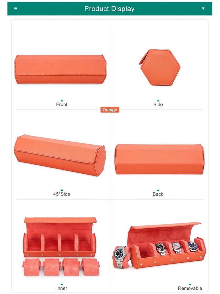 Hexagonal Genuine Leather Travel Wristwatch Box - Drop-Proof Four-Piece Set