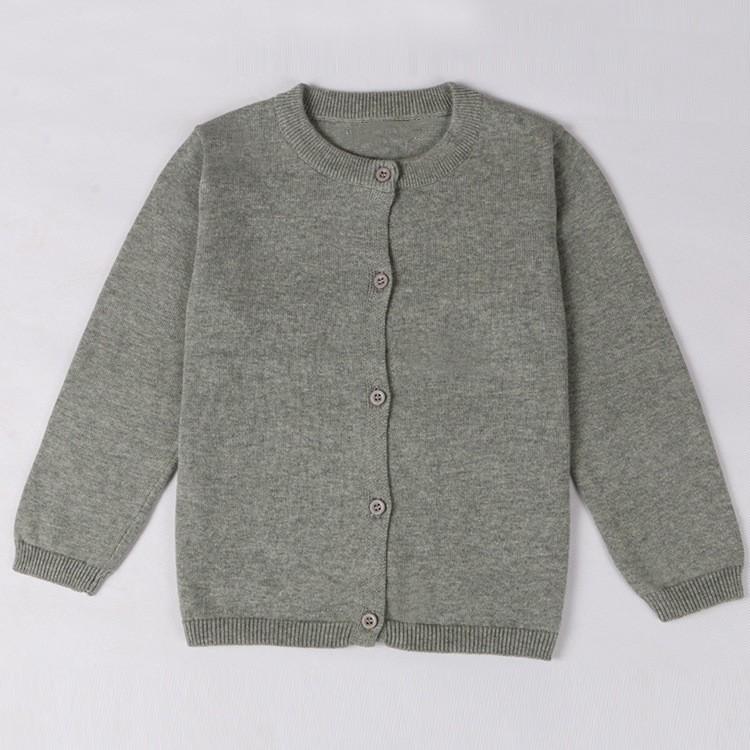 Girls Spring and Autumn Solid Color Knitted Cardigan Sweater Long-sleeved Cotton Jacket