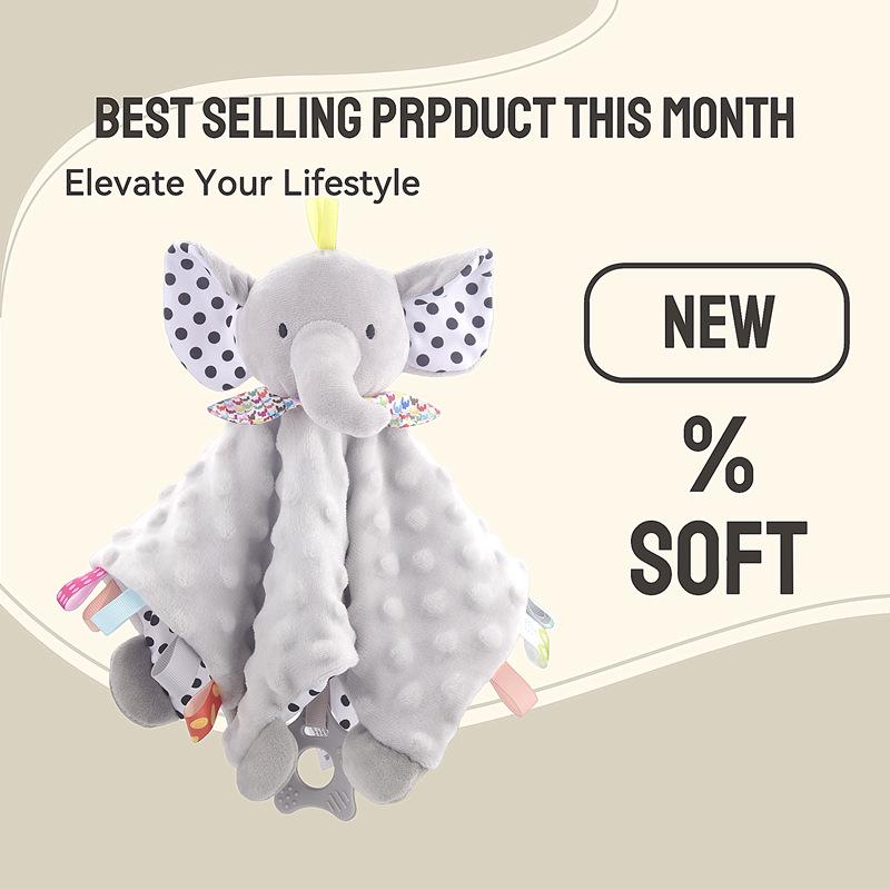 Funnyzoo Baby Animal Soothing Toy & Blanket with Teether and Rattle Bib
