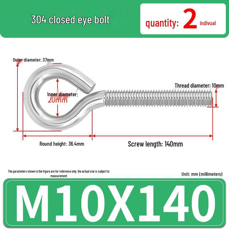 304 Stainless Steel Eyebolt with Ring Hook – Machine Thread Closed Eye Bolt (M4 M5 M6 M8)