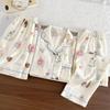 Summer Women's Three-Piece Pajama Set: Cardigan, Short Sleeve Top, Shorts, and Long Pants - Lightweight and Cute for Home or Outdoor Wear