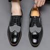 Fashion 2025 Spring British Two-Tone Brogue Shoes Men Leather Low-Cut Casual Shoes Anti-Slip Breathable Office Daily Wear Oxford Shoes