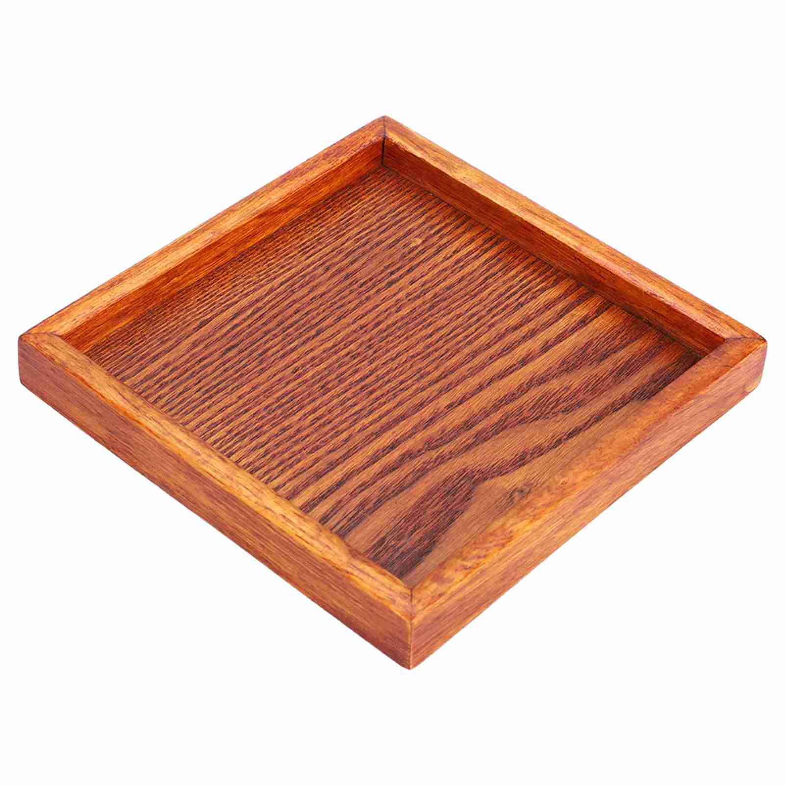 Piccolo Portatile Quadrato Legno Massiccio Tè Caffè Snack Cibo Pranzo Servizio Vassoio Piatto 18x18x2