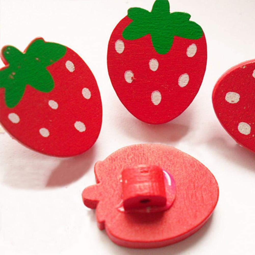 18Mm Wooden Small Strawberry Button Children'S Red Pink Double Hole Strawberry Button Accessories