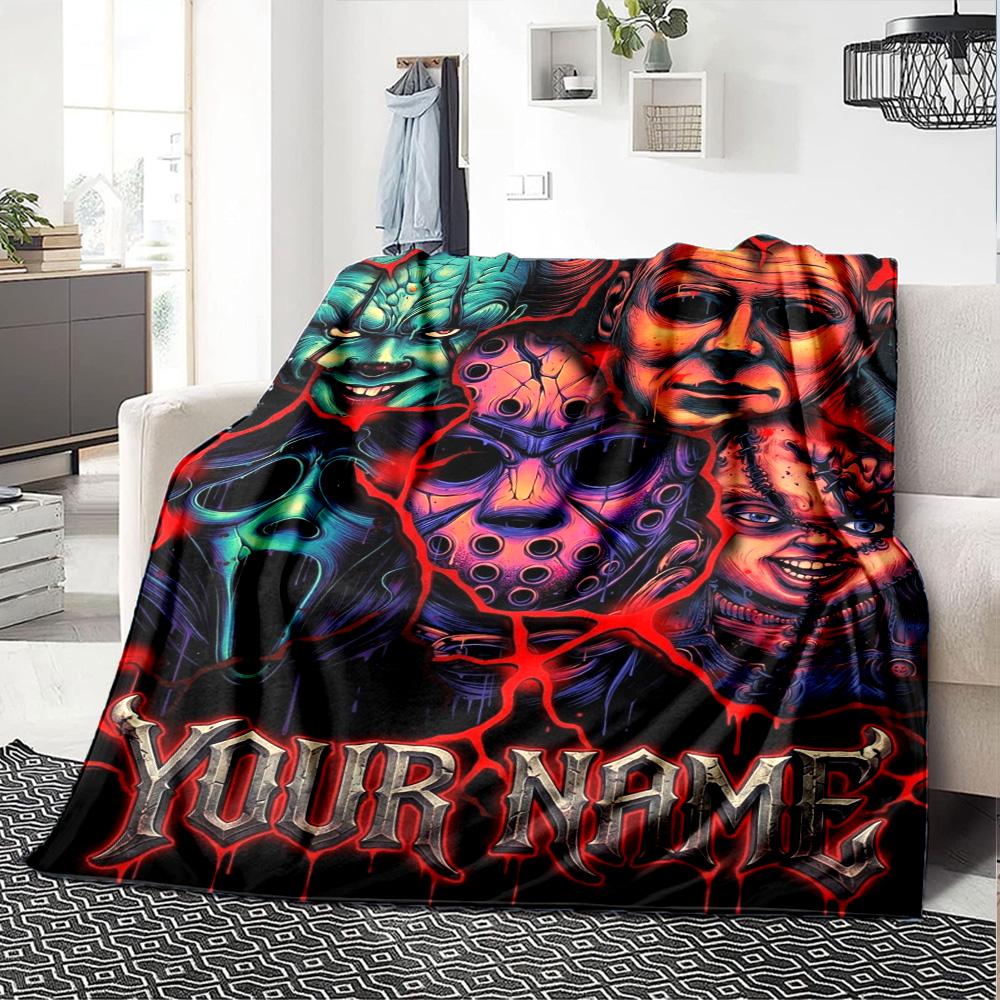 Name Custom Chucky Print Flannel Blanket High Quality Warm Comfortable Cover for All Seasons Perfect for Gifts Home Decor