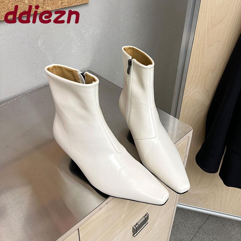Fashion Female Low Heel Footwear Ladies Modern Ankle Boots Fashion Pointed Toe Women Short Stretch Boots Zippers Shoes Pumps