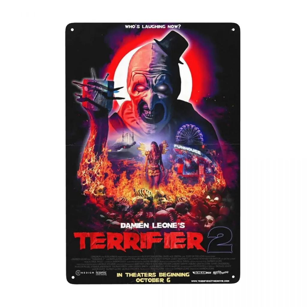 Retro Terrifiers Halloween Horrorfilm Metallschilder Benutzerdefinierte Blechschilder Tor Garten Bars Heimdekor 30x20cm