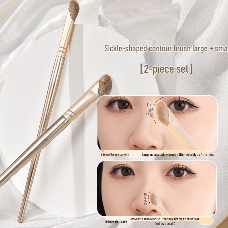 Sickle-Shaped Nose Contour Brush: Half-Fan Slanted Head for Highlighting, Contouring, and Shading. Ideal Small Brush for Beginners.
