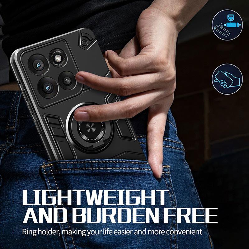 Für Motorola Moto G56 G86 G04 G24 G05 G04S 2024 G15 Power E14 E15 Handyhülle, Armor 360° drehbarer Ringhalter Schutzhülle