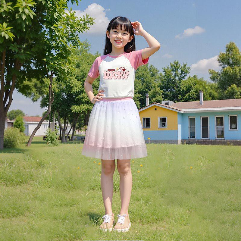 Girls' Fashionable Princess Tulle Short Skirt Summer Children's Sweet Sequined Short Skirt