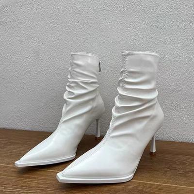 Stivaletti alla Caviglia con Tacco Alto da Donna Sexy a Punta in Pelle Scarpe da Donna Tendenza 2024 Stivali da Neve di Design Décolleté Goth Inverno Mujer Zapatos