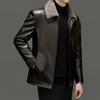 Leather and Fur Integrated Leather Jacket for Men Sheepskin Genuine Leather for Middle-aged and Elderly Men Plush and Thickened Winter Warm Dad's Coat