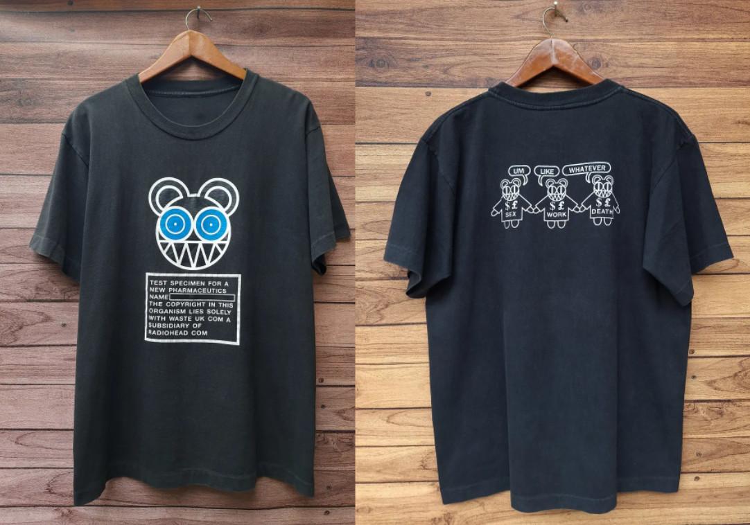 Vintage 90s Radiohead Kid A Pablo Honey Donwood T-Shirt Graphic Tee S-5XL XXXL