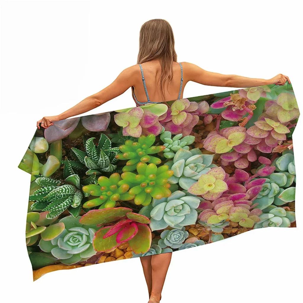 Cactus Plants Microfiber Pool Beach Towel Portable Quick Fast Dry Sand Outdoor Travel Swim Blanket Thin Yoga Camping Women Men
