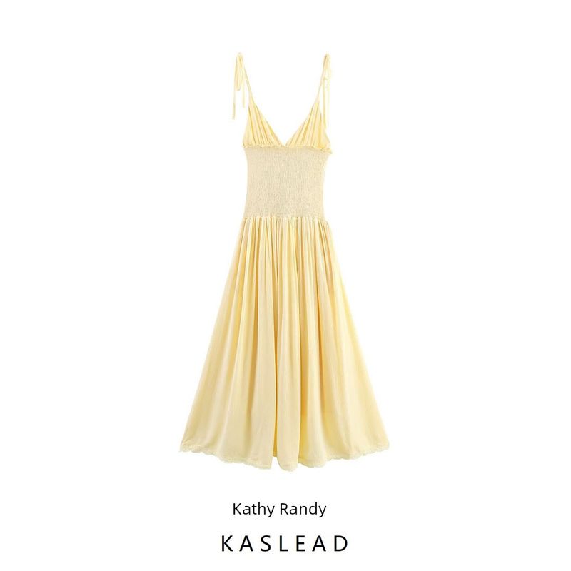 Kaslead New Women Clothes Western Style Fashion Honeycomb Patchwork Midi Dress 0881393