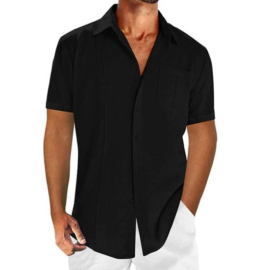 Pánské košile s klopou Krátký rukáv Topy Jednobarevné Knoflíky Volný střih Ležérní Tenký Cardigan Topy Pánské oblečení