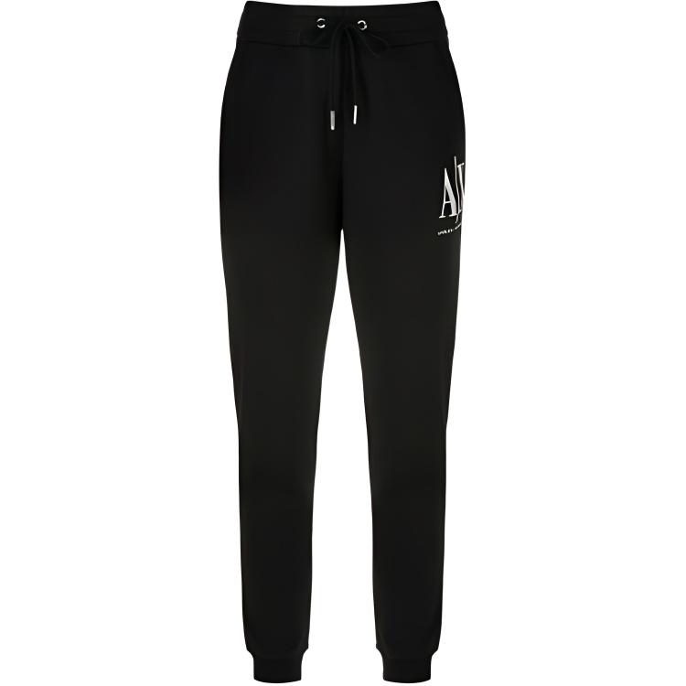 Armani Exchange FW21 Logo Print Drawstring Cuffed Knit Joggers Women bottoms Black 8NYPCX-YJ68Z-1200