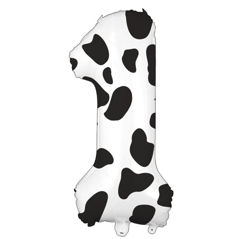 1pcs American Version 40inch Cow Print Large Cartoon Digital Balloon Black and White Print Children and Baby's Birthday Number