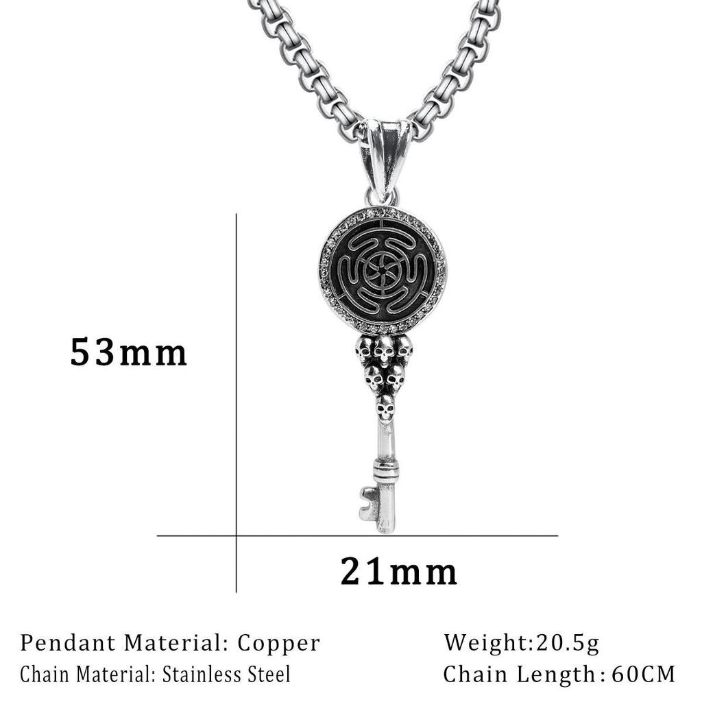 Men's Punk Gothic Key Pendant Necklace - Quirky Niche Design, Dark Style, Heavy Industry Influence
