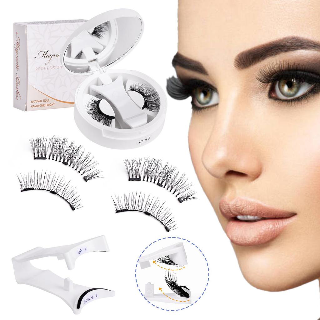 New Magnetic False Eyelashes Set: Colored, Glue-Free, One-Piece Design with Integrated Box.