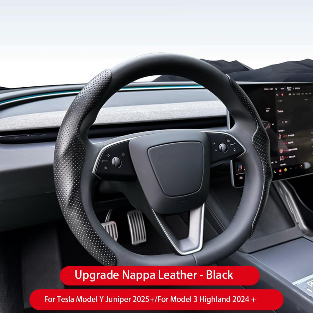 Voor Tesla Model 3/Y Highland Juniper Stuurhoes Koolstofvezel Leer Anti-Bont Sportstuur Auto Accessoires