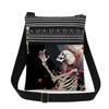 1PC Skeleton Print Tote Bags Women Shoulder Handbags Postman Package 6915