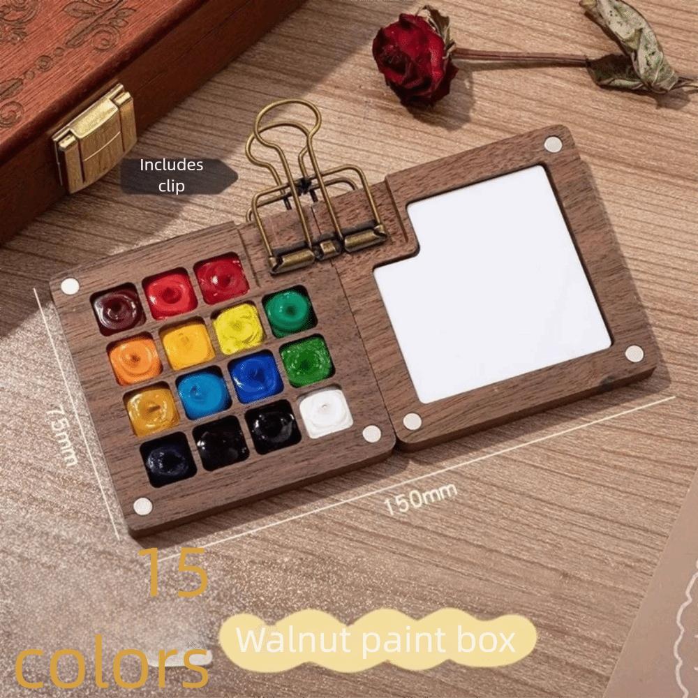 8 Grids Pocket Palette 15 Grids Wooden Watercolor Set New Mini Watercolor Set Outdoor Painting