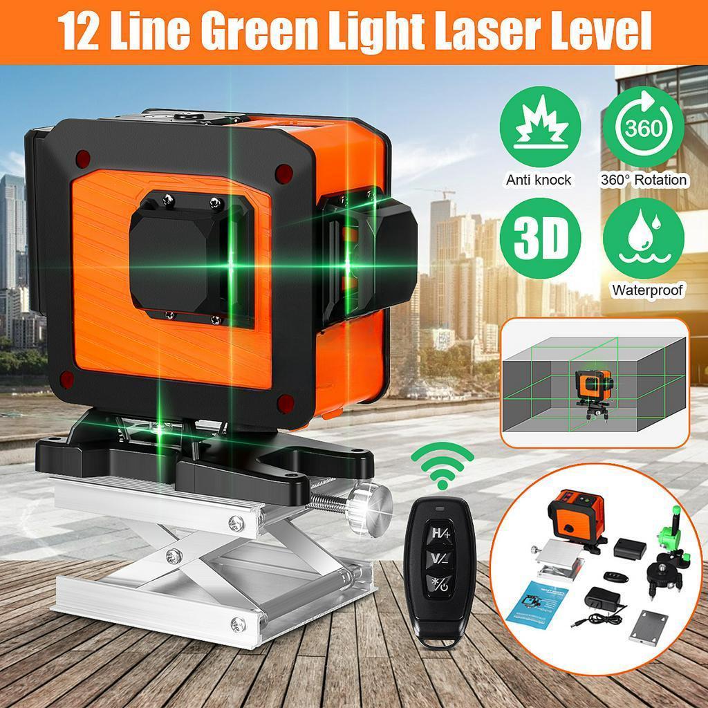 12 Lines Laser Level 3D Self-Leveling Wireless Remote 360° Horizontal Vertical Cross Lines With 4000mAh Battery Wall Bracket Nivel Laser