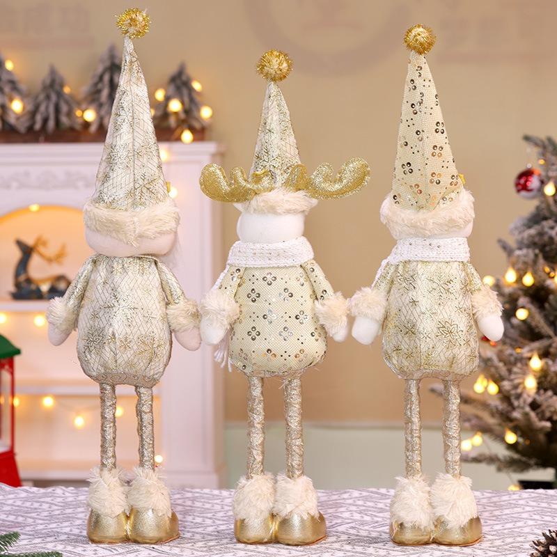 Christmas new old man snowman retractable doll ornament Christmas gold sequined pointed hat standing doll ornament