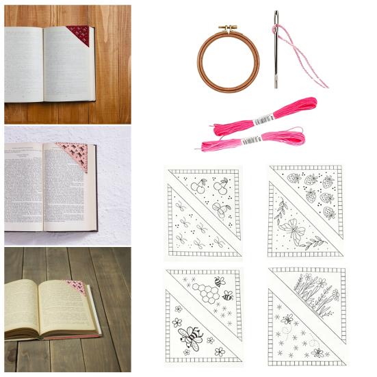 Kit Ricamo Segnalibro Angolare Tema Primavera Estate Segnalibro in Feltro Ricamato Kit Creativo Kit Segnalibro Angolare Fai da Te Regalo per Amanti dei Libri Lettori