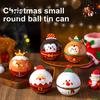Metal Small Trinket Storage Christmas Round Tin Ball Ornament, Cute Santa Reindeer Penguin Hanging Decoration, Tree Decoration Set Fillable Candy Gift
