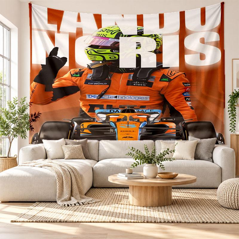 Lando Norris Wandteppich, Weicher Stoff Wandbehang, Dekorative Kulisse Für Schlafzimmer Heim Wandkunst