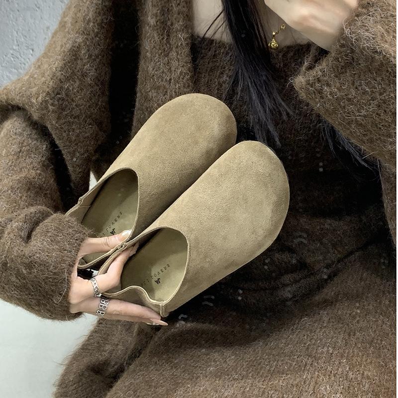 

Обувь женская 2025 осень ретро повседневная на одной педали одинарная обувь балетки французская сумка голова внутренняя обувь 39