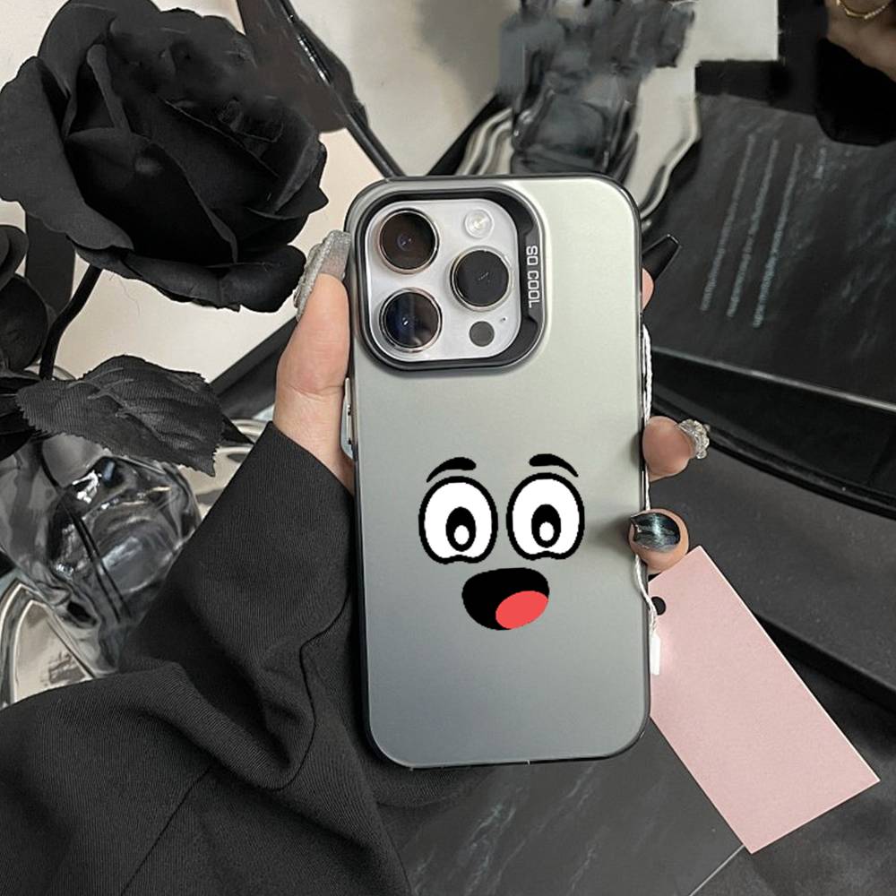 Kawaii Emoji  Phone Case For iPhone17, 16,15,14,13,12 Pro Max white Candy Matte Shockproof Cover